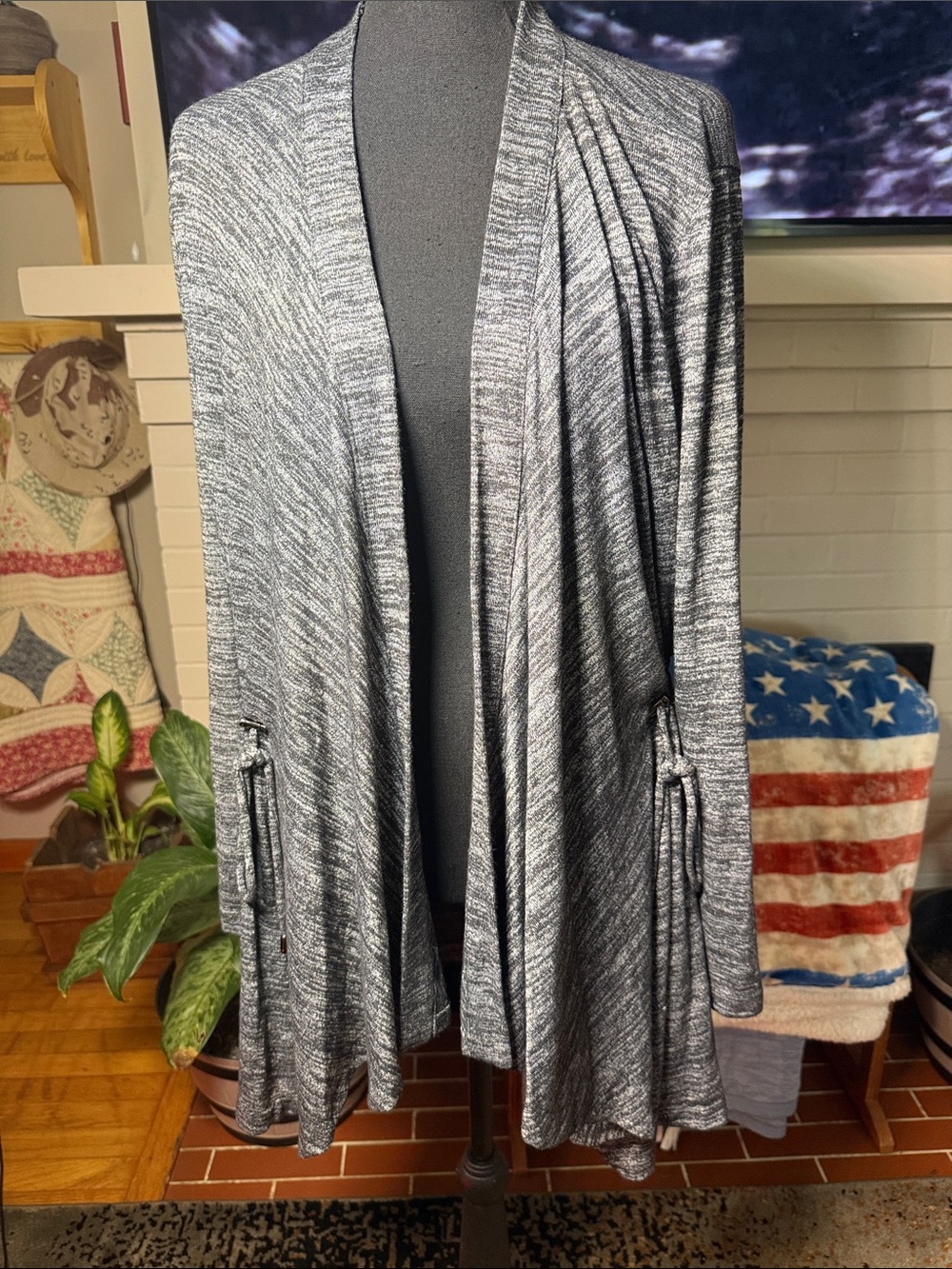 Simply Vera Vera Wang Gray Marled Open Front Cardigan